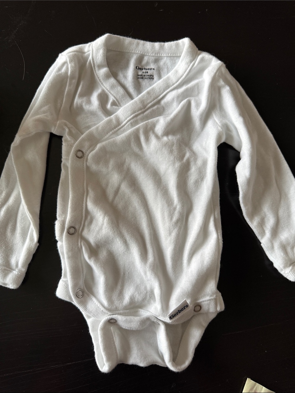 Gerber White Long-Sleeve Side-Snap Baby One-Piece Bodysuit